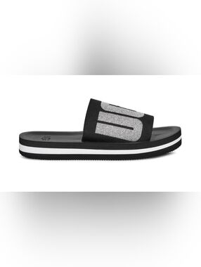 UGG Zuma Black Slide Sandal with Silver Logo Size 9